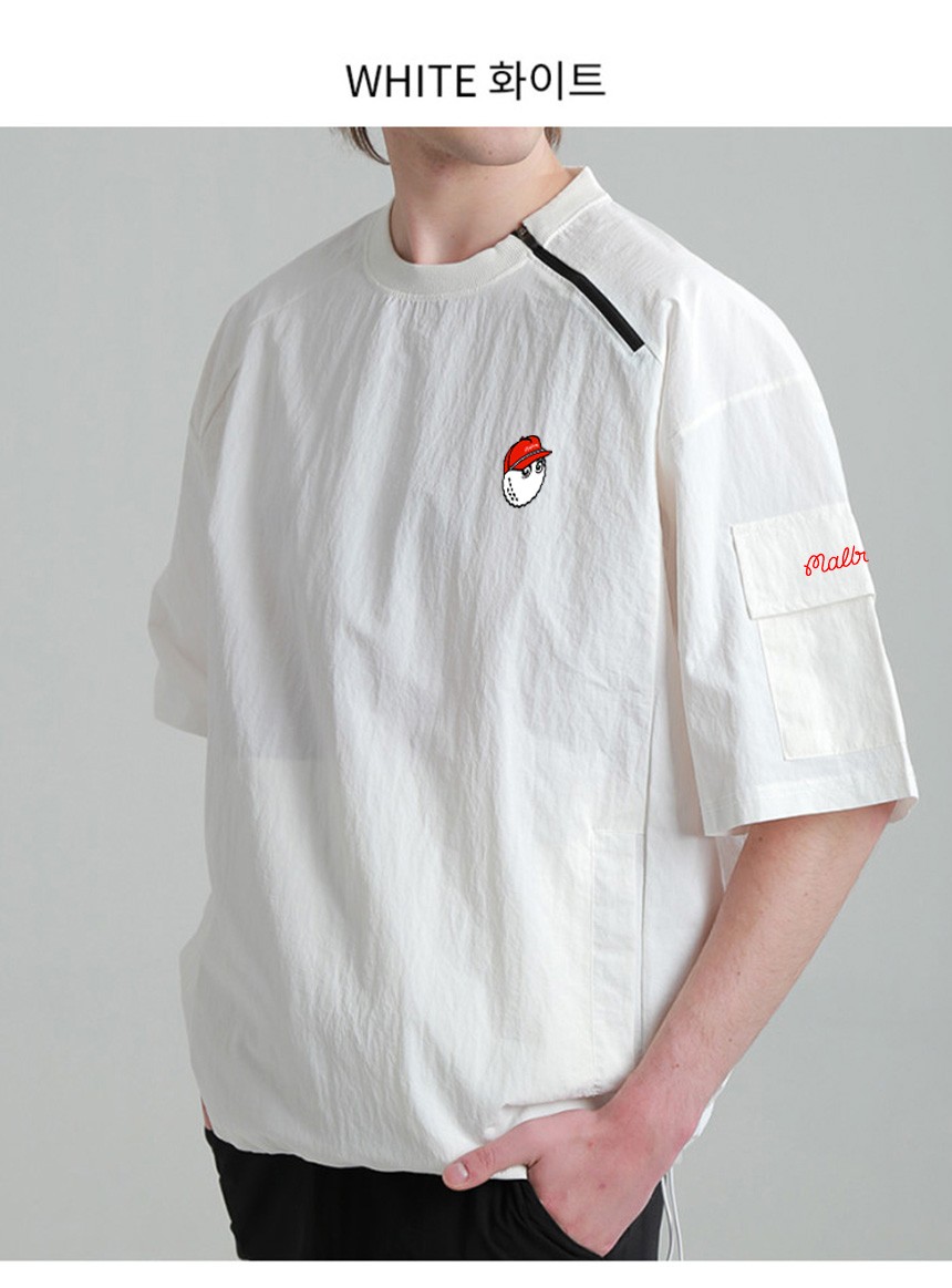 말본[MALBON] 소매포켓지퍼반팔아노락